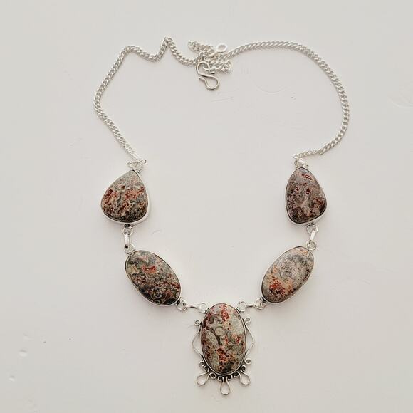 Unique Rhyolite Necklace - Sterling Silver Statement Jewelry - Picture 6 of 7